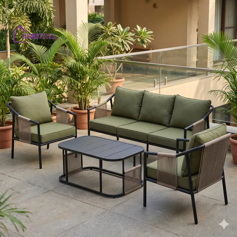 Przemyslaw Premium MS Frame with Powder Coated Outdoor Sofa Set with Weather Proof Fabric