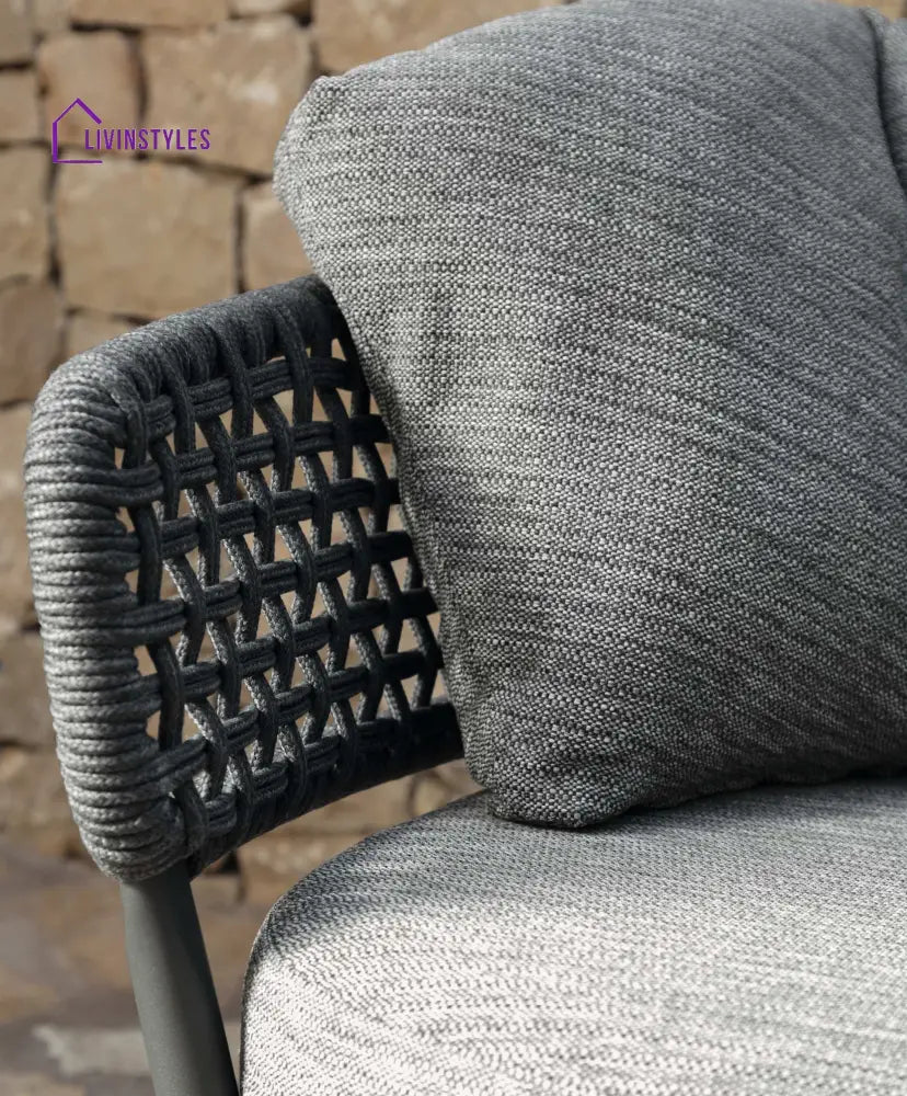 Puff Outdoor Sofa Set 2 Seater 2 Single seater and 1 Center Table Set (Black) Braided & Rope - Sofa Sets