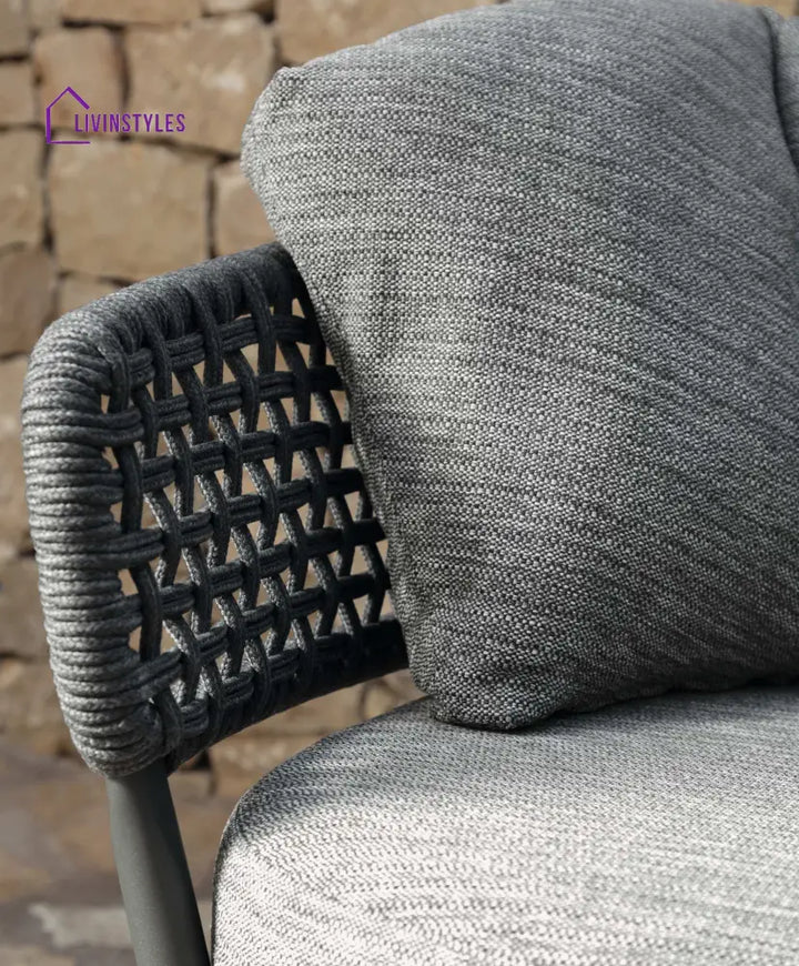 Puff Outdoor Sofa Set 2 Seater 2 Single seater and 1 Center Table Set (Black) Braided & Rope - Sofa Sets