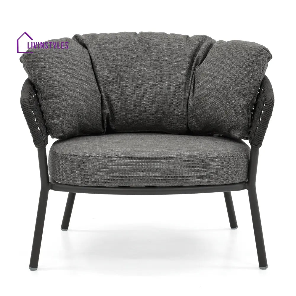 Puff Outdoor Sofa Set 2 Seater 2 Single seater and 1 Center Table Set (Black) Braided & Rope - Sofa Sets