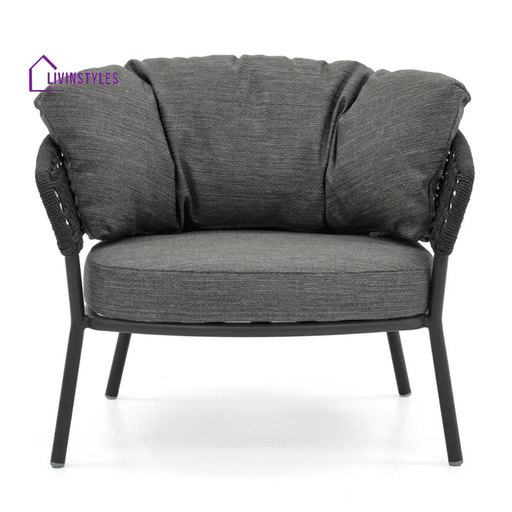 Puff Outdoor Sofa Set 2 Seater 2 Single seater and 1 Center Table Set (Black) Braided & Rope - Sofa Sets
