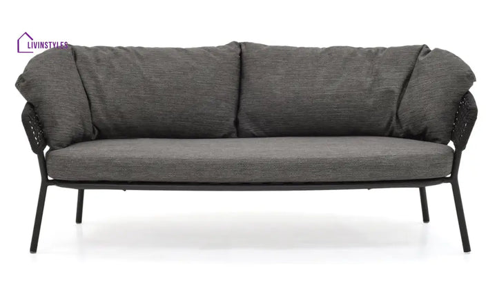 Puff Outdoor Sofa Set 2 Seater 2 Single seater and 1 Center Table Set (Black) Braided & Rope - Sofa Sets