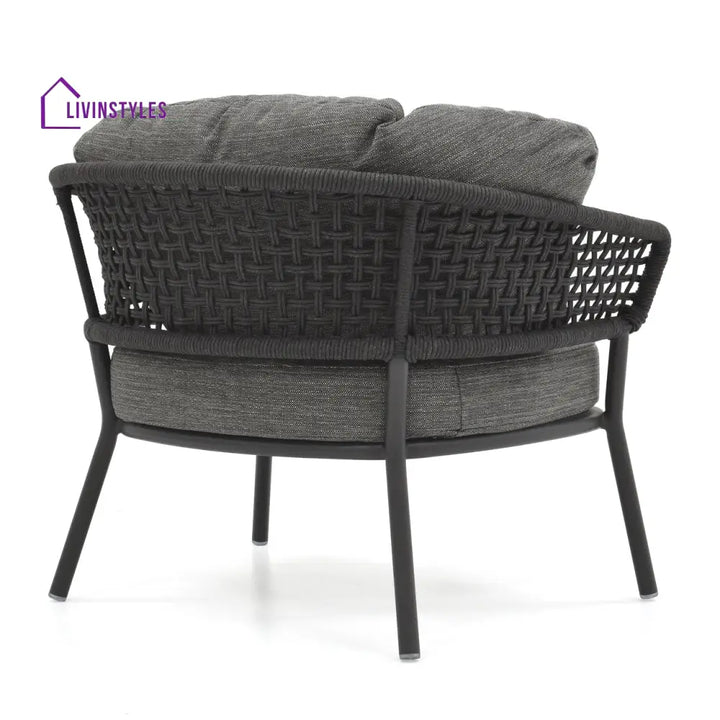 Puff Outdoor Sofa Set 2 Seater 2 Single seater and 1 Center Table Set (Black) Braided & Rope - Sofa Sets