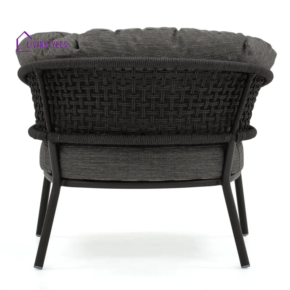 Puff Outdoor Sofa Set 2 Seater 2 Single seater and 1 Center Table Set (Black) Braided & Rope - Sofa Sets