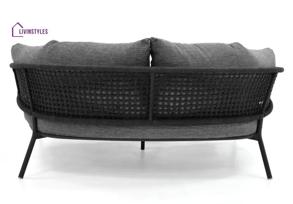 Puff Outdoor Sofa Set 2 Seater 2 Single seater and 1 Center Table Set (Black) Braided & Rope - Sofa Sets