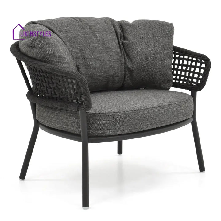 Puff Outdoor Sofa Set 2 Seater 2 Single seater and 1 Center Table Set (Black) Braided & Rope - Sofa Sets