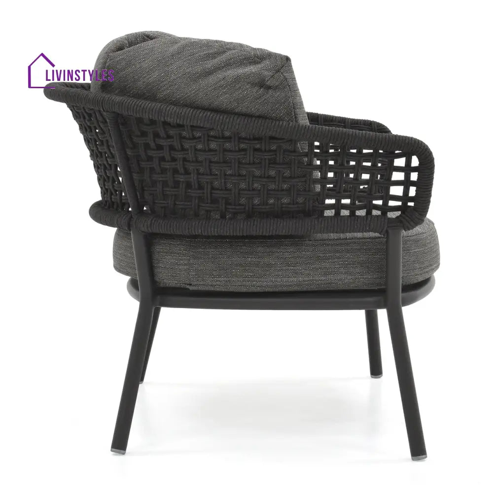 Puff Outdoor Sofa Set 2 Seater 2 Single seater and 1 Center Table Set (Black) Braided & Rope - Sofa Sets
