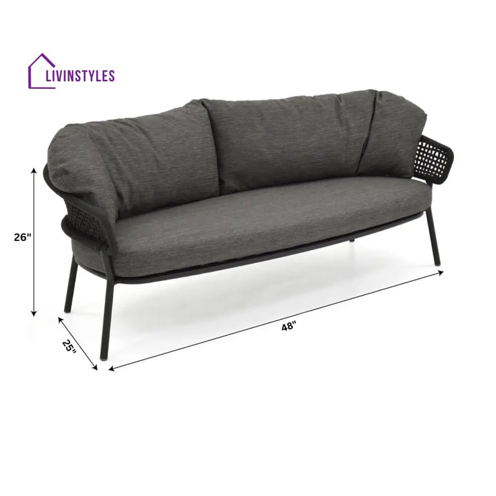 Puff Outdoor Sofa Set 2 Seater 2 Single seater and 1 Center Table Set (Black) Braided & Rope - Sofa Sets