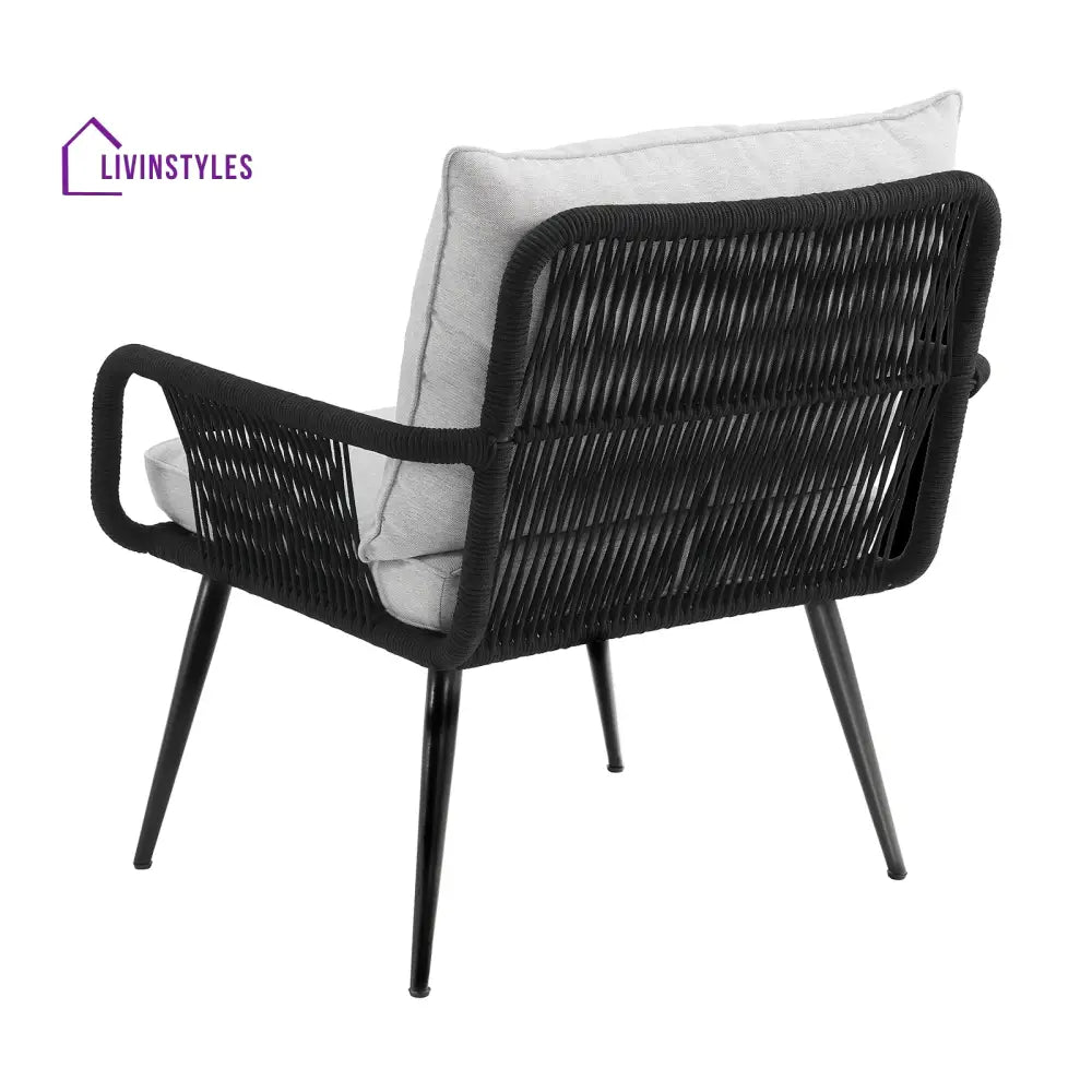 Pulp Outdoor Patio Seating Set 2 Chairs and 1 Table Set (Black) Braided & Rope - Coffee Table Sets