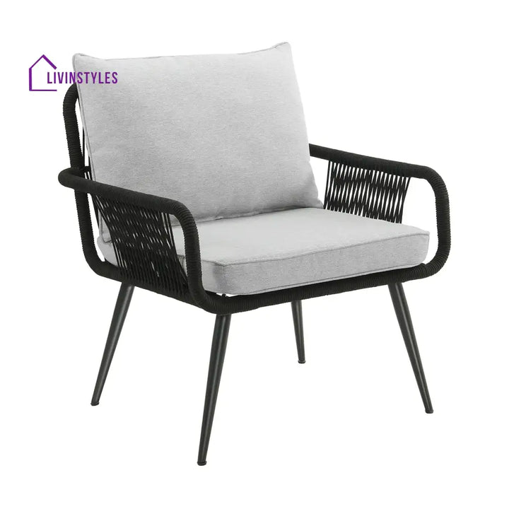 Pulp Outdoor Patio Seating Set 2 Chairs and 1 Table Set (Black) Braided & Rope - Coffee Table Sets