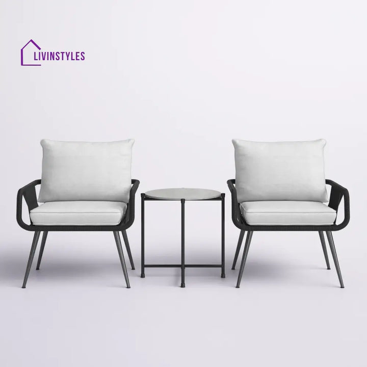 Pulp Outdoor Patio Seating Set 2 Chairs and 1 Table Set (Black) Braided & Rope - Coffee Table Sets