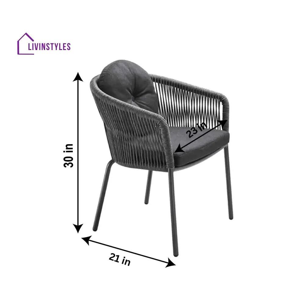 Pumpa Outdoor Patio Seating Set 4 Chairs and 1 Table Set (Black) Braided & Rope - Coffee Table Sets