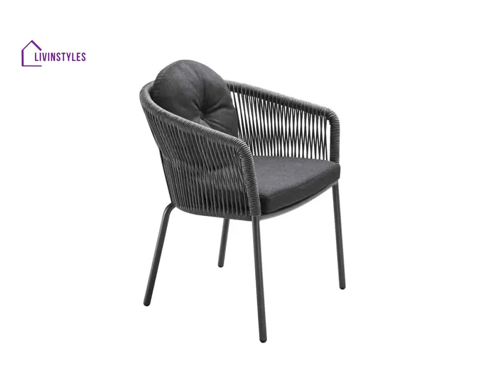 Pumpa Outdoor Patio Seating Set 4 Chairs and 1 Table Set (Black) Braided & Rope - Coffee Table Sets