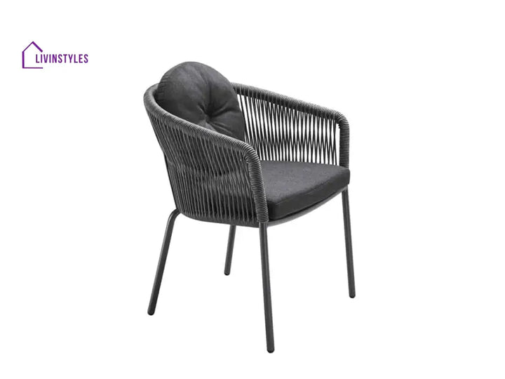 Pumpa Outdoor Patio Seating Set 4 Chairs and 1 Table Set (Black) Braided & Rope - Coffee Table Sets