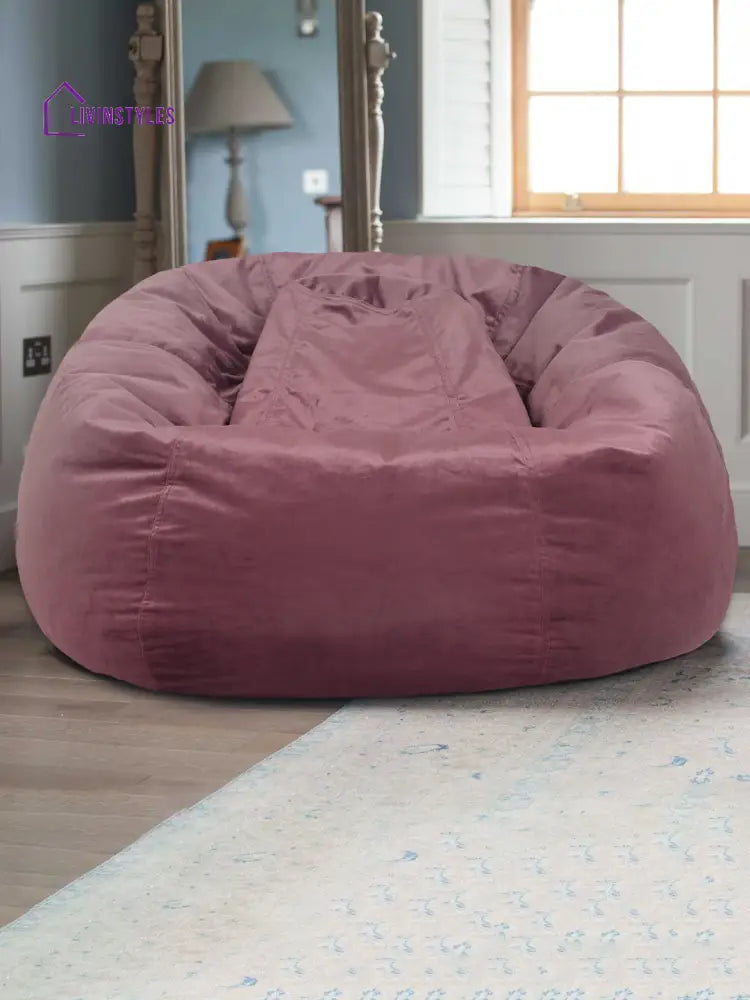 Purple Solid Velvet Xxl Bean Bag Cover