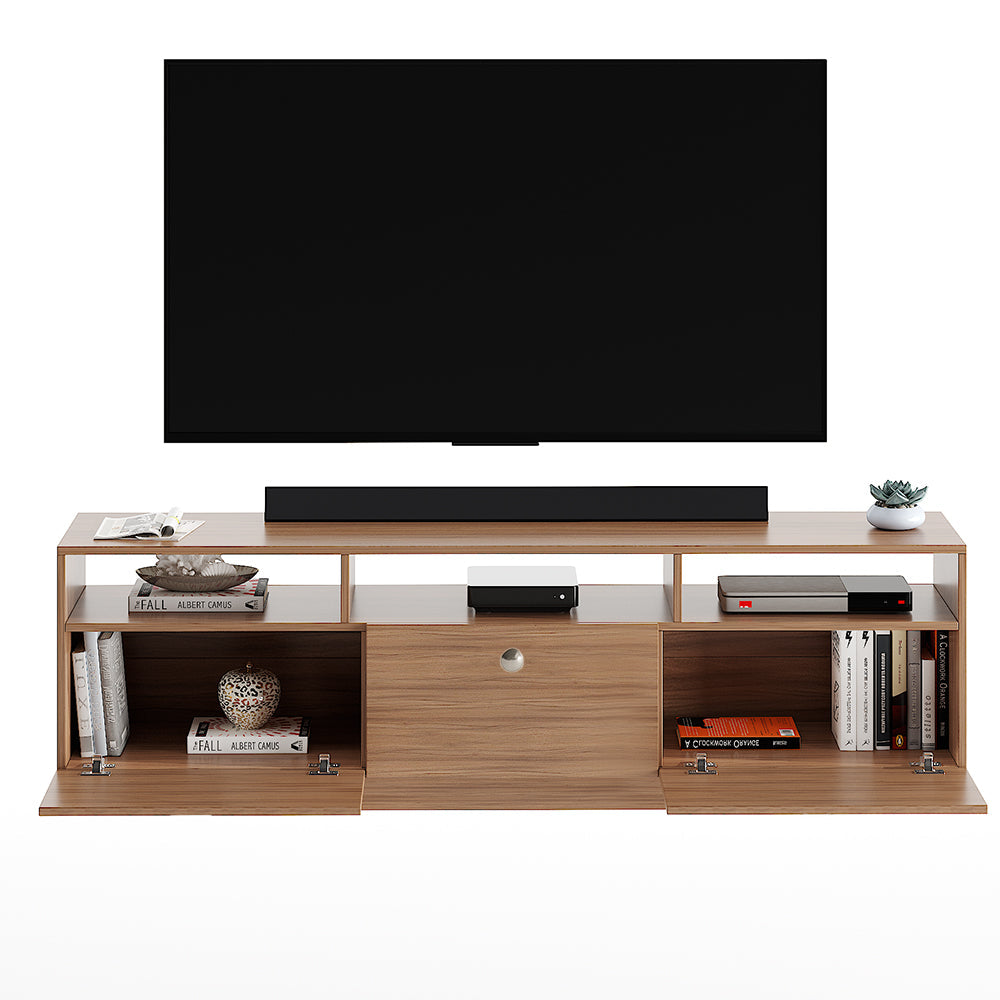 Kiara Modern TV Stand & Showcase for 65 Inch TVs - Exotic Teak