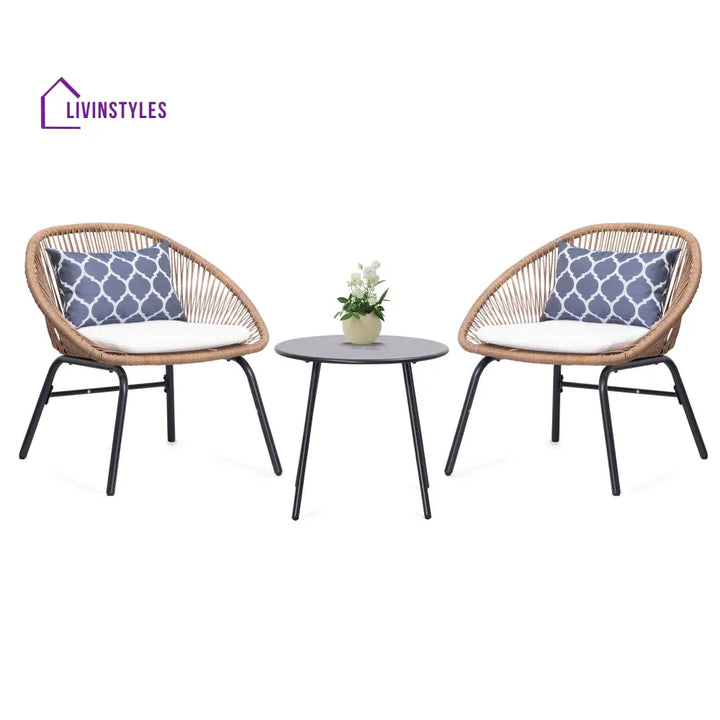 Pyros Outdoor Patio Seating Set 2 Chairs and 1 Table Set (Khaki) - Coffee Table Sets