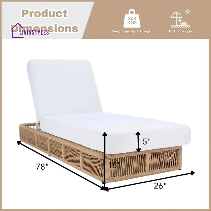 Qamar Outdoor All-Weather Rope Lounger with Cushions - Lounger Set