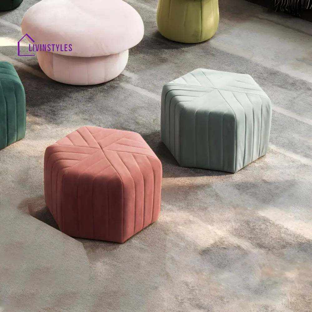 Qiana Living Room Ottoman | Velvet Fabric