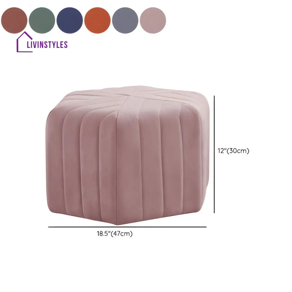 Qiana Living Room Ottoman | Velvet Fabric