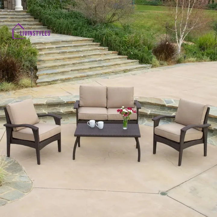 Qiao 4 Pieces Patio Furniture Set Outdoor Sectional Sofa - Sofa Set