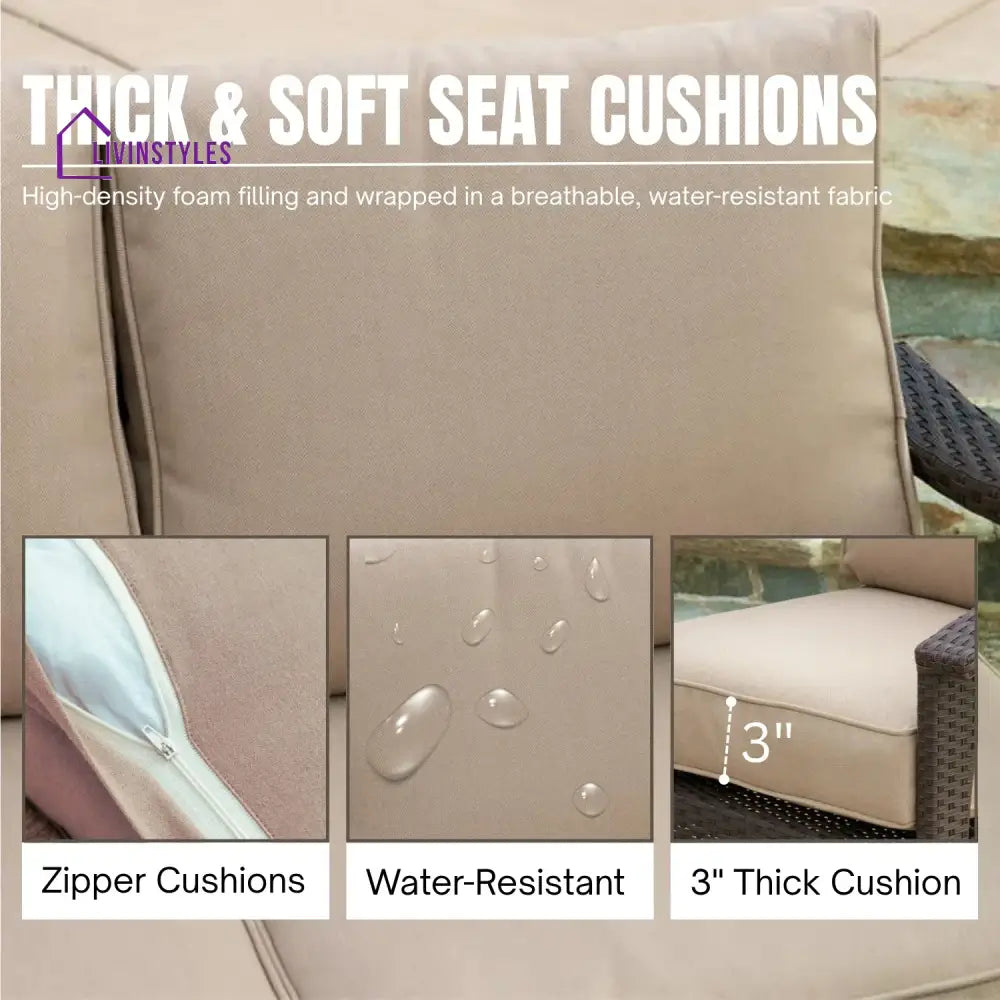 Qiao 4 Pieces Patio Furniture Set Outdoor Sectional Sofa - Sofa Set