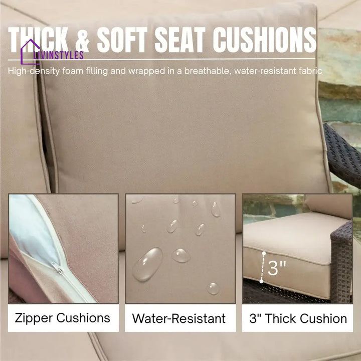 Qiao 4 Pieces Patio Furniture Set Outdoor Sectional Sofa - Sofa Set
