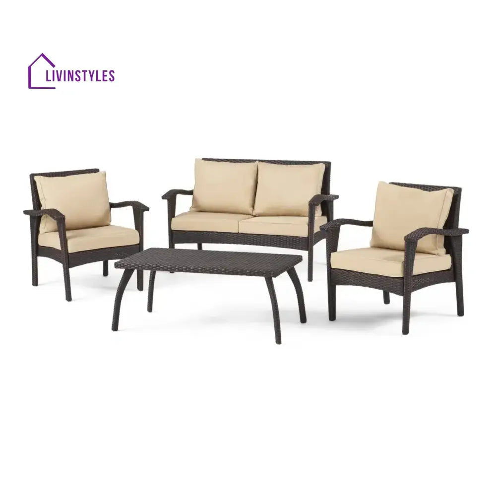 Qiao 4 Pieces Patio Furniture Set Outdoor Sectional Sofa - Sofa Set