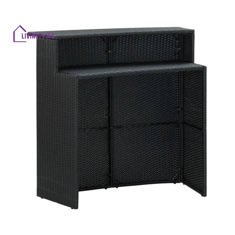 Qing 5-Piece Outdoor Rattan Wicker Bar Set with Wicker Top Table - Bar Set