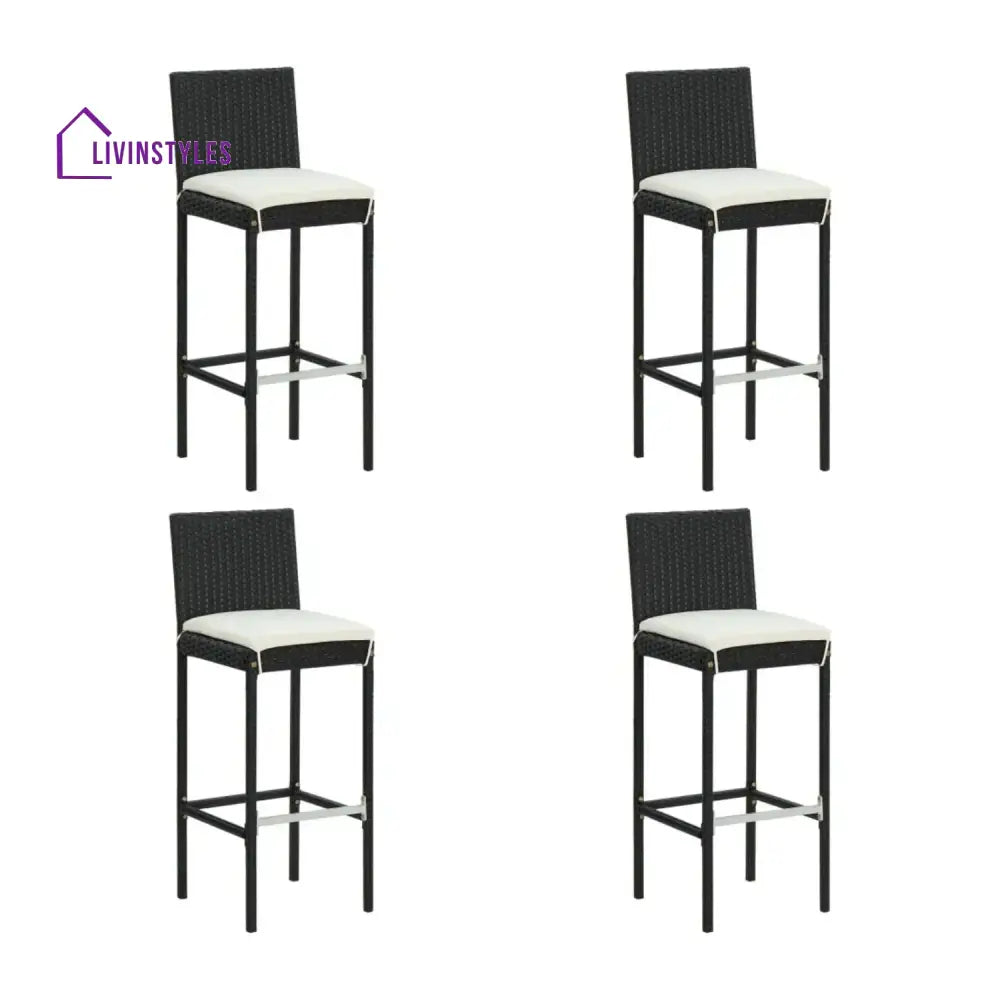 Qing 5-Piece Outdoor Rattan Wicker Bar Set with Wicker Top Table - Bar Set