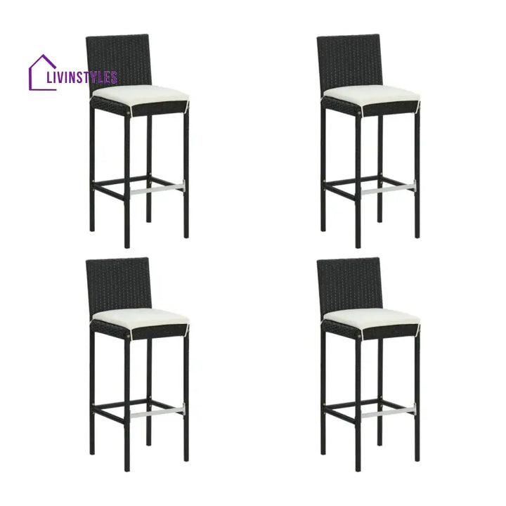 Qing 5-Piece Outdoor Rattan Wicker Bar Set with Wicker Top Table - Bar Set