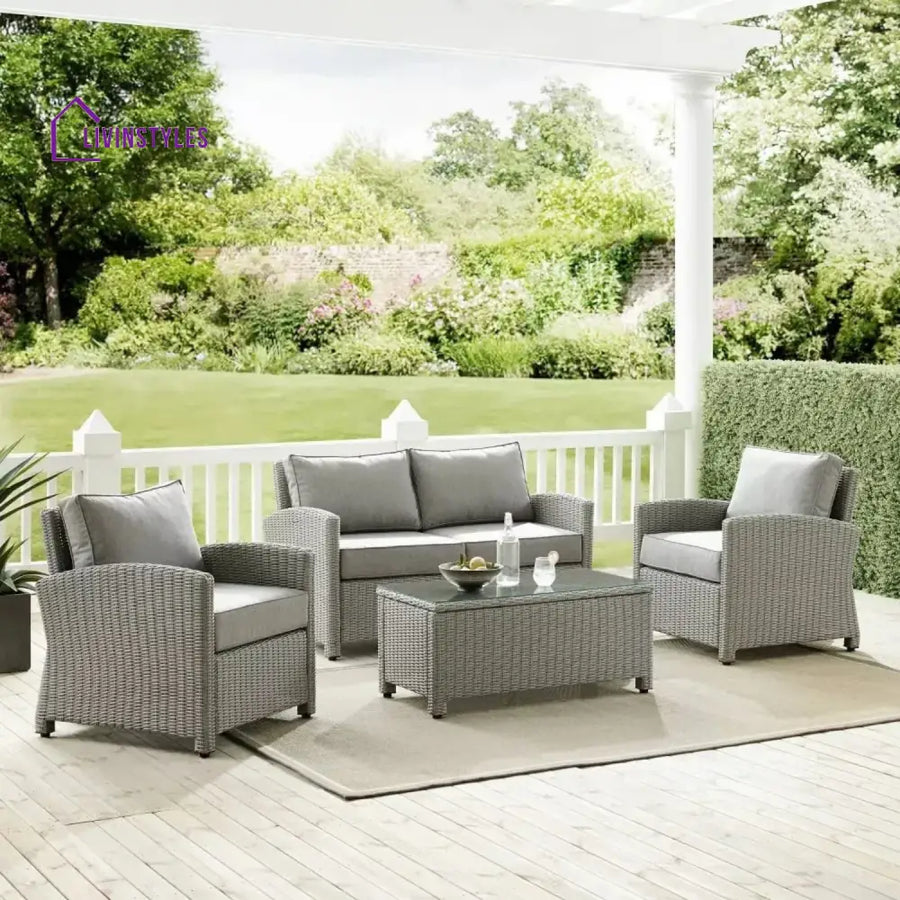 Qirat 4 Pieces Patio Furniture Set Outdoor Sectional Sofa - Sofa Set
