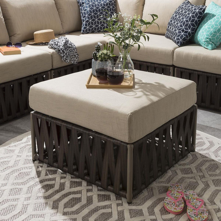 Ezequiel Outdoor Sofa Set 3 Seater and 1 Ottoman Set (Brown)