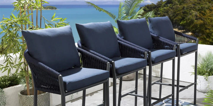 Ivette Outdoor Patio Bar Chair 4 Chairs For Balcony Braided & Rope