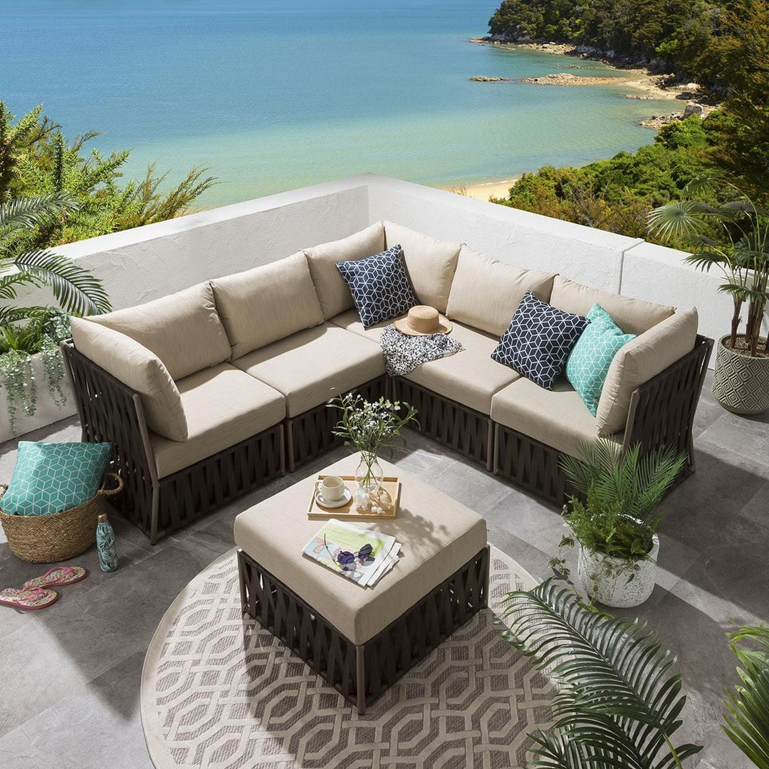 Balan Outdoor Sofa Set 5 Seater and 1 Ottoman Set (Brown)