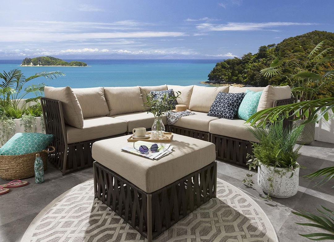 Balan Outdoor Sofa Set 5 Seater and 1 Ottoman Set (Brown)