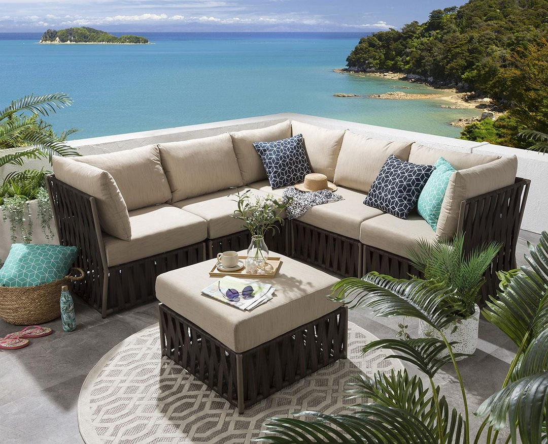 Balan Outdoor Sofa Set 5 Seater and 1 Ottoman Set (Brown)