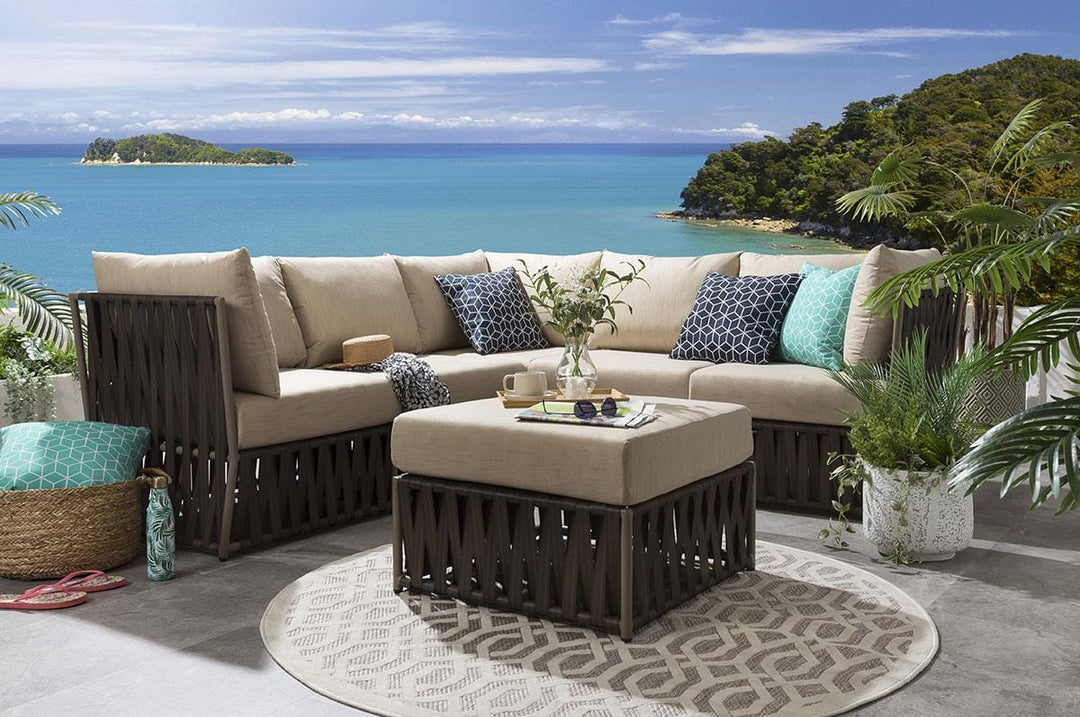 Balan Outdoor Sofa Set 5 Seater and 1 Ottoman Set (Brown)