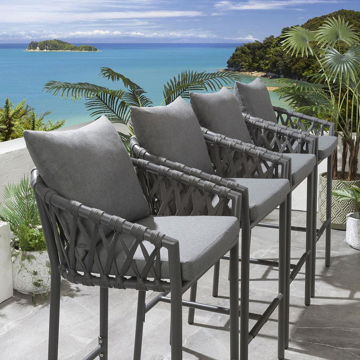 Paca Outdoor Patio Bar Chair 4 Chairs For Balcony Braided & Rope - Bar Sets