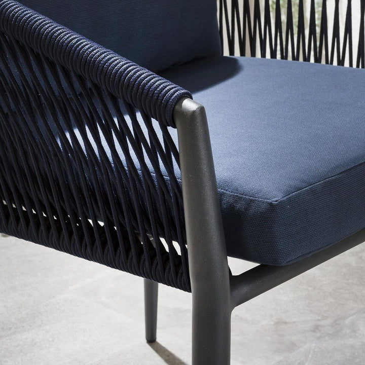 Hernando Outdoor Garden Patio Dining Set 4 Chairs and 1 Table Set (Blue+Black) Braided & Rope