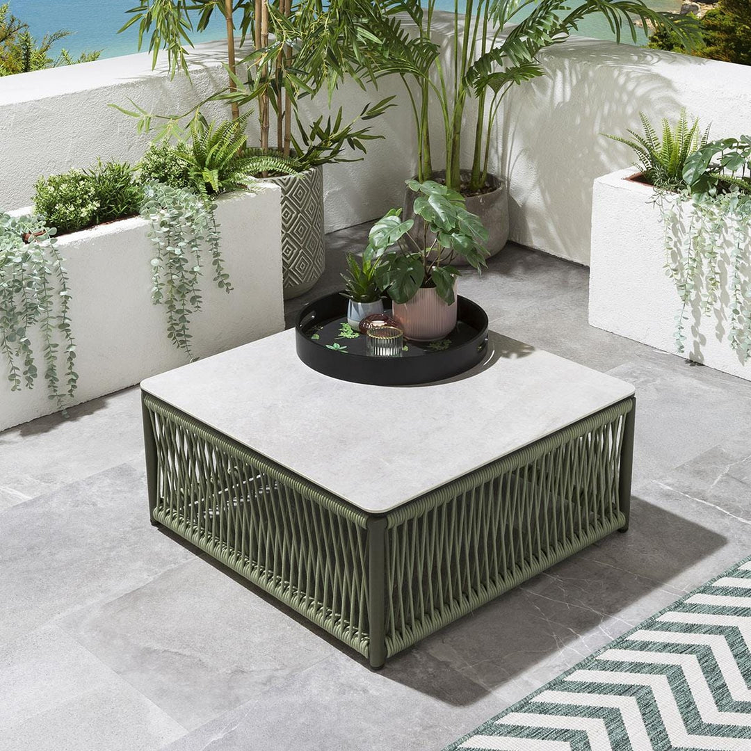 Dieter Outdoor Sofa Set 9 Seater and 2 Center Table Set (Green) Braided & Rope