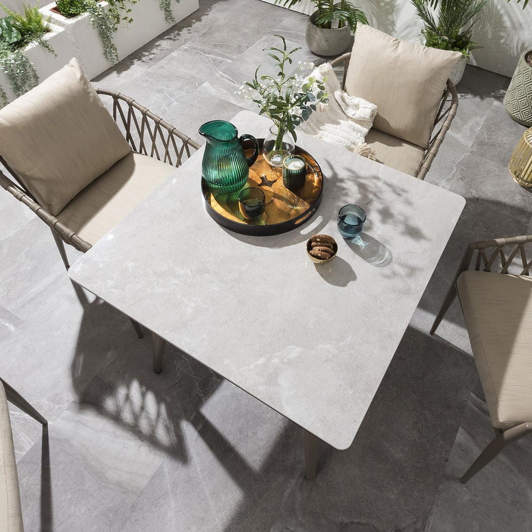 Carlos Outdoor Garden Patio Dining Set 4 Chairs and 1 Table Set Braided & Rope - Coffee Table Sets