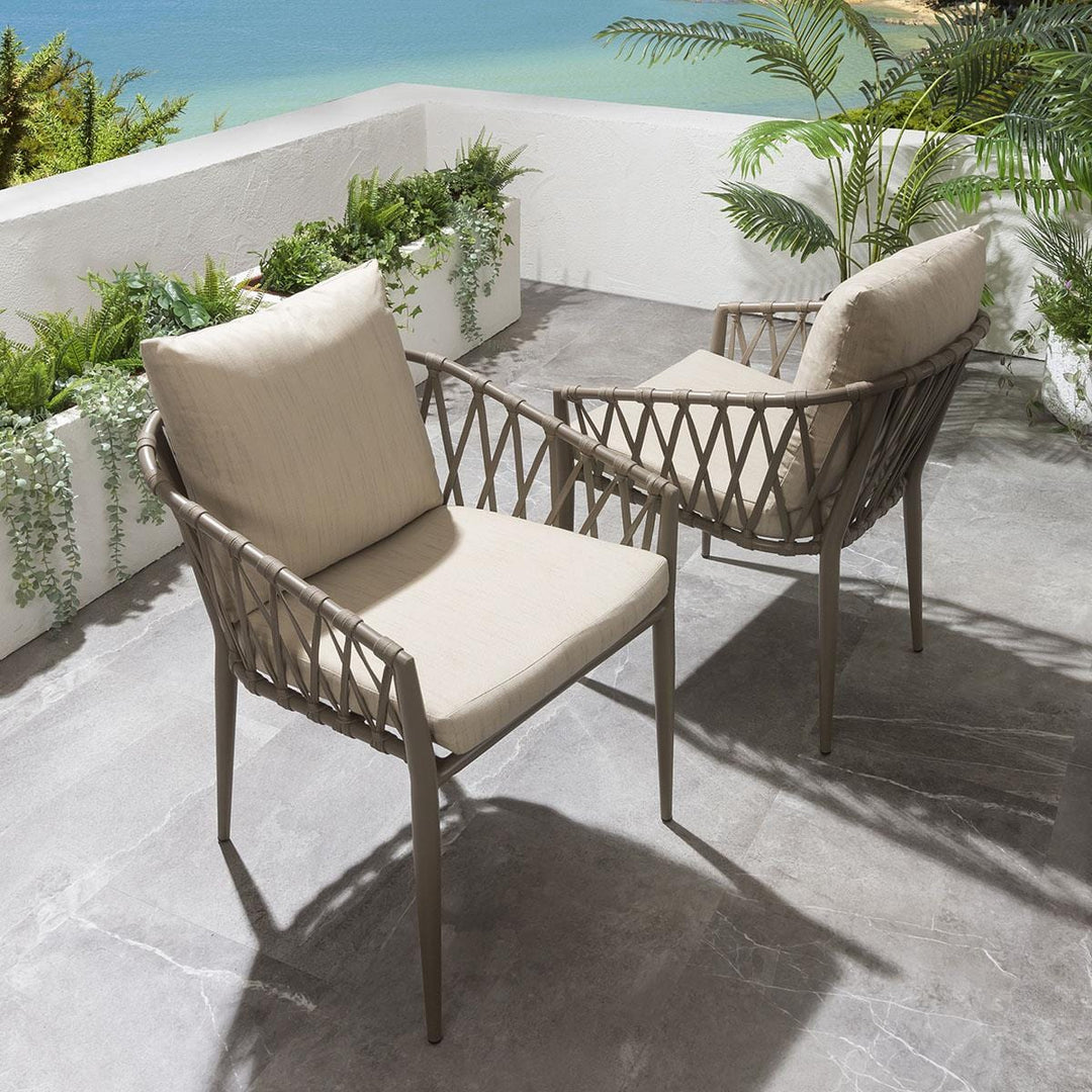 Carlos Outdoor Garden Patio Dining Set 4 Chairs and 1 Table Set Braided & Rope - Coffee Table Sets