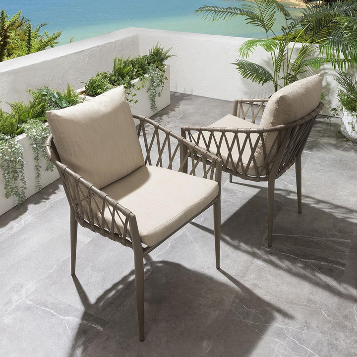 Carlos Outdoor Garden Patio Dining Set 4 Chairs and 1 Table Set Braided & Rope - Coffee Table Sets