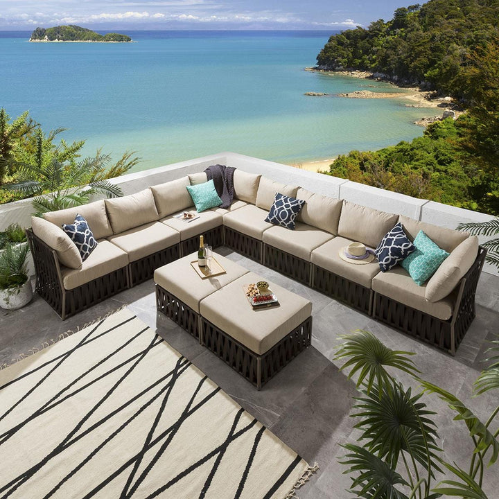 Pepito Outdoor Sofa Set 8 Seater, 2 Ottoman Set (Brown)