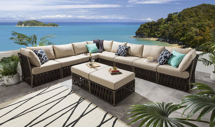 Pepito Outdoor Sofa Set 8 Seater, 2 Ottoman Set (Brown)