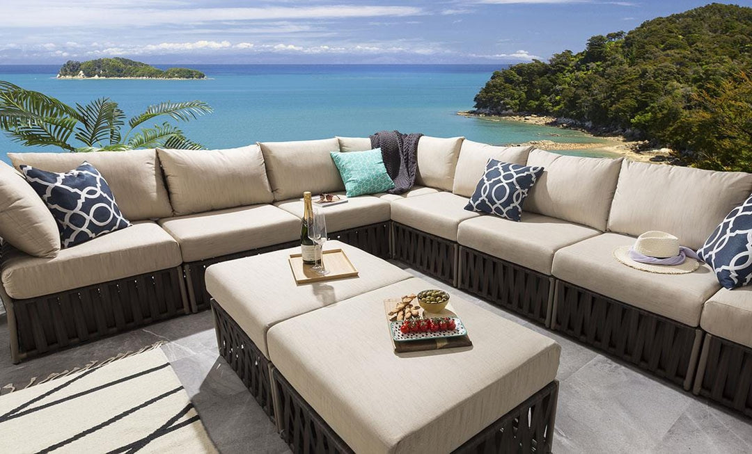 Pepito Outdoor Sofa Set 8 Seater, 2 Ottoman Set (Brown)