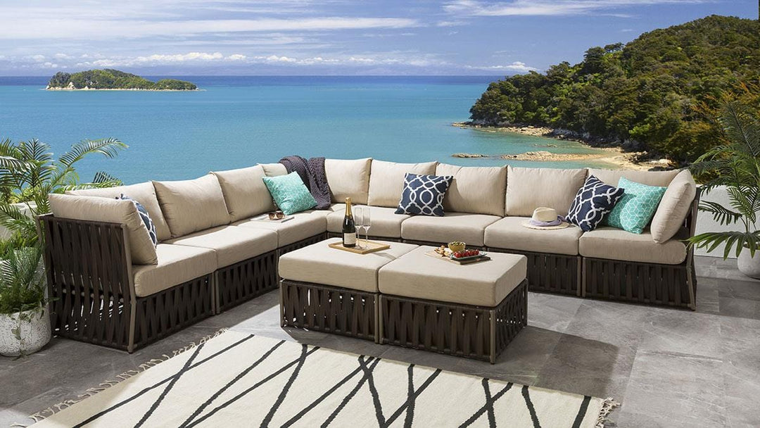Pepito Outdoor Sofa Set 8 Seater, 2 Ottoman Set (Brown)