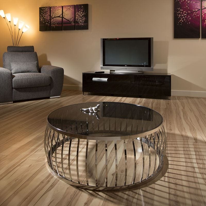Sonali Modern Designer Large Round Coffee Table Glass Top Stainless Steel Living Room / Coffee Tables