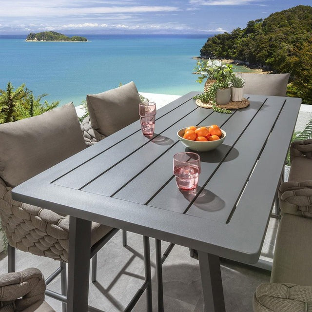 Philip Outdoor Patio Bar Set 6 Chairs and 1 Table Set Braided & Rope